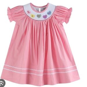 Pink Smocked Heart Conversation Candy Dress Lil Cactus